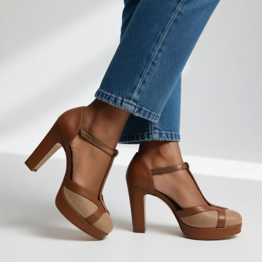 Maryline | Retro-pumps med rem