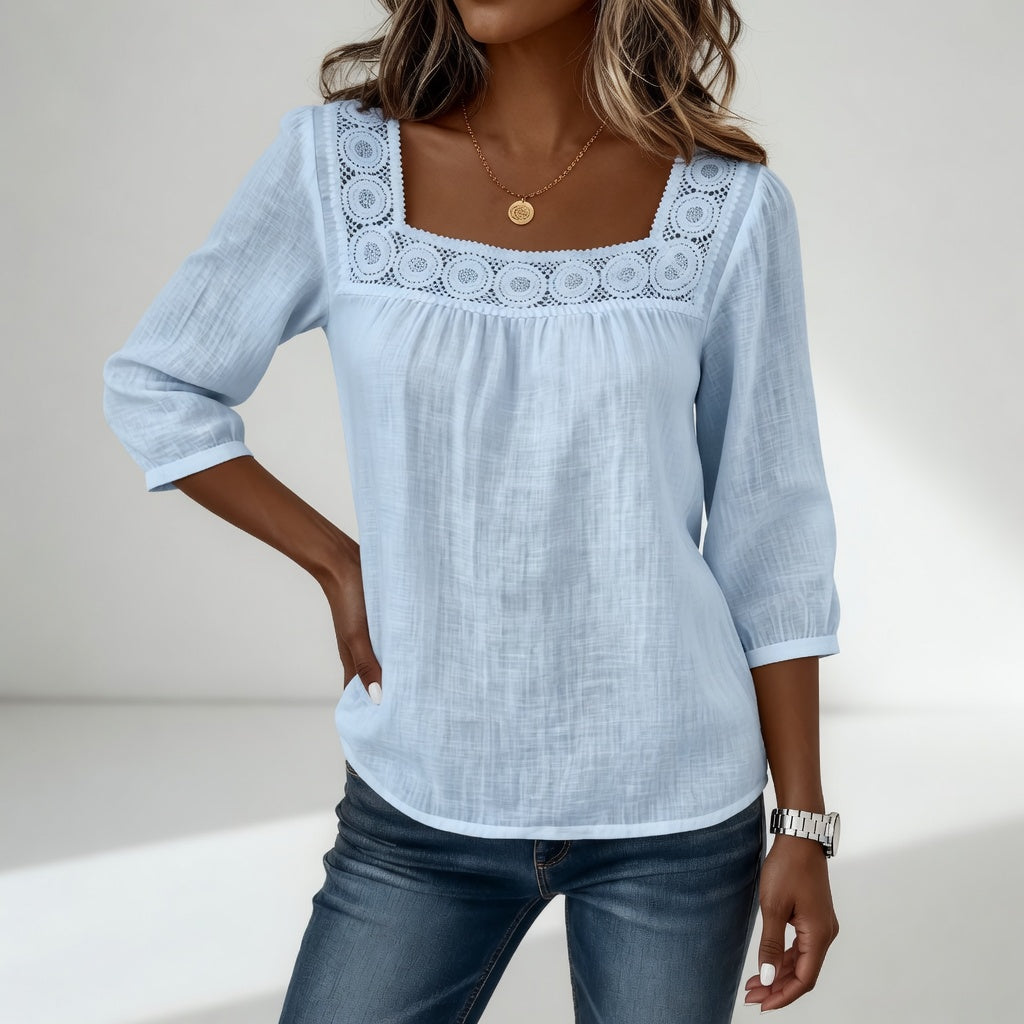 Célindre | Blondebluse med firkantet hals
