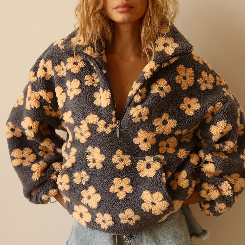 Daisy | Blød sherpasweater med blomster
