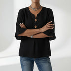 Rosanne | V-halsbluse med flæseærmer