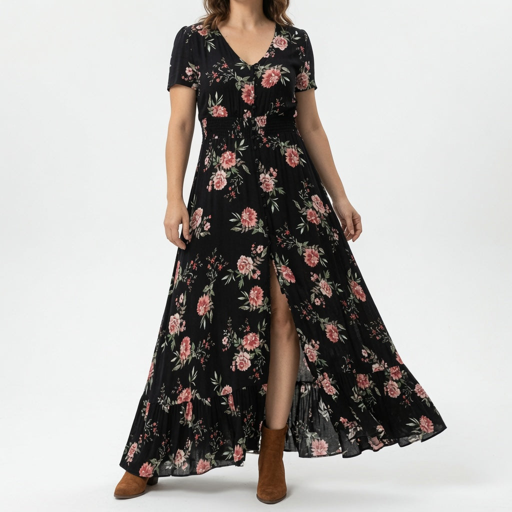 Vivienne | Lang blomstret kjole