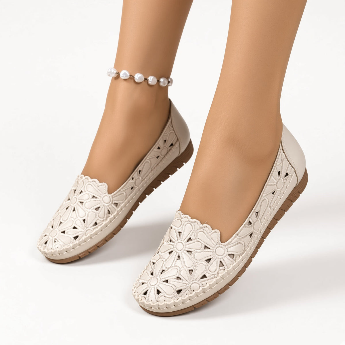 Chantal | Hvide loafers med udskæringer