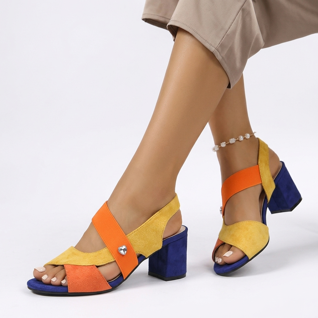 Carmen | Colorblock-sandaler med blokhæl