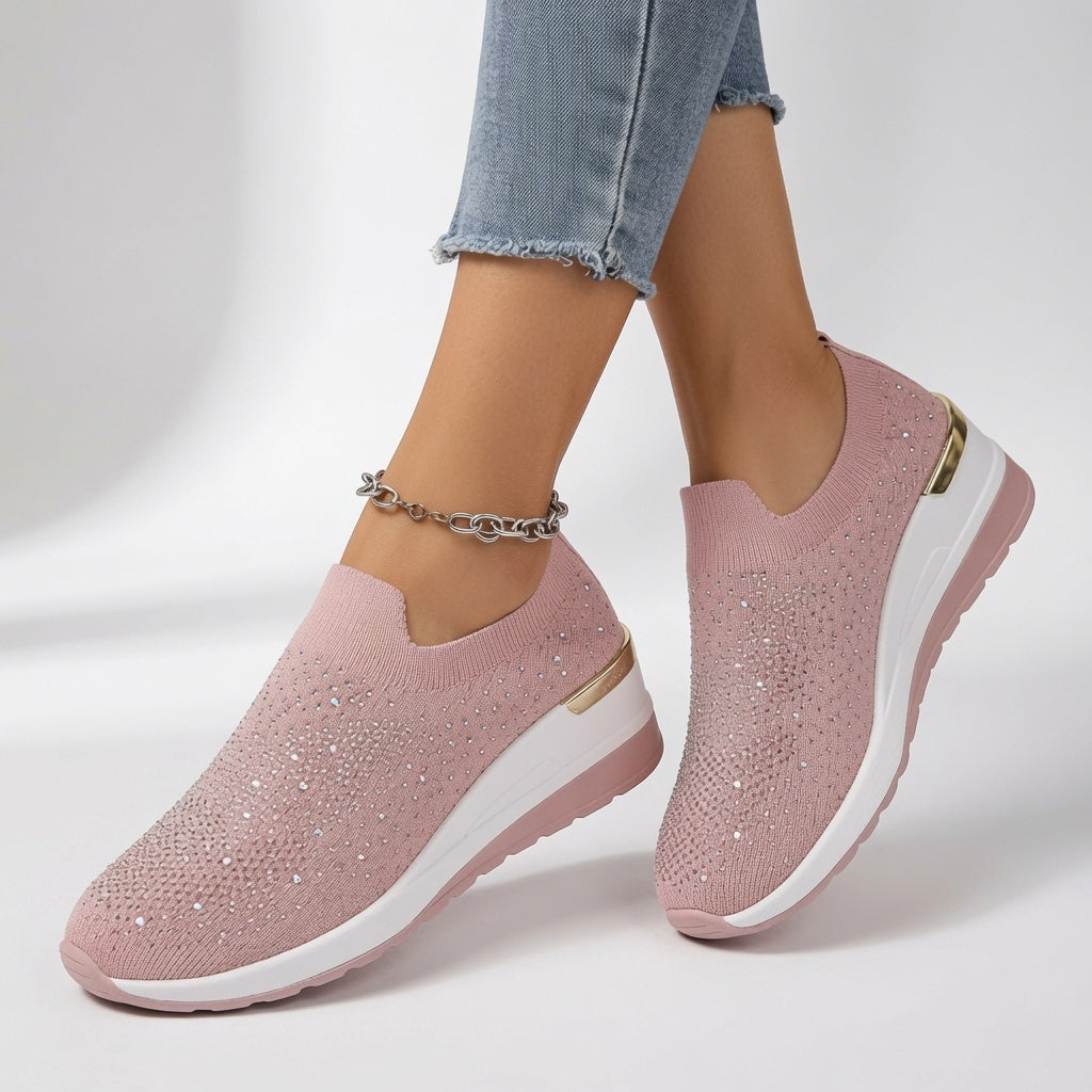 Brune | Slip-on-sneakers med rhinsten og plateau