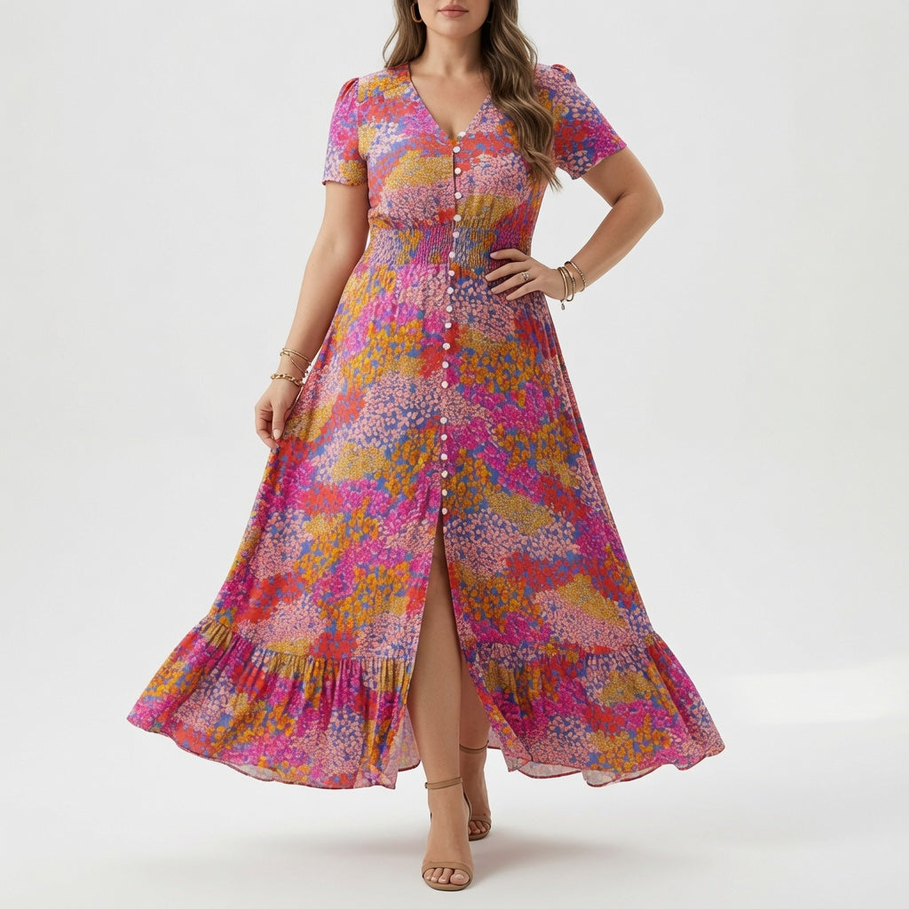 Vivienne | Lang blomstret kjole