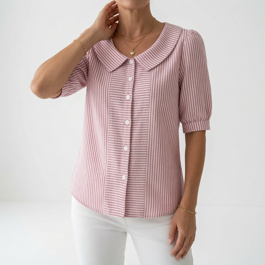 Zélie | Stribet bluse med pufærmer