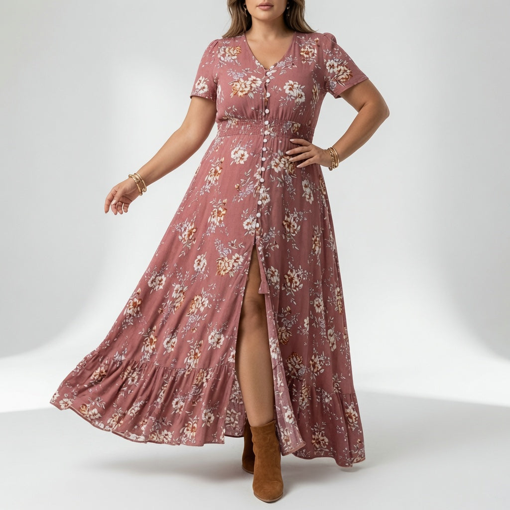 Vivienne | Lang blomstret kjole
