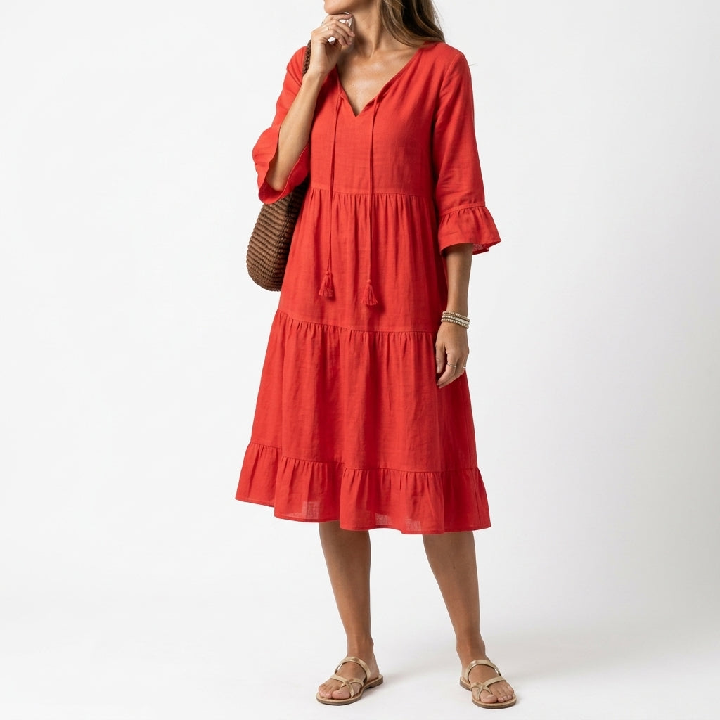 Bernadine | Rynket midikjole