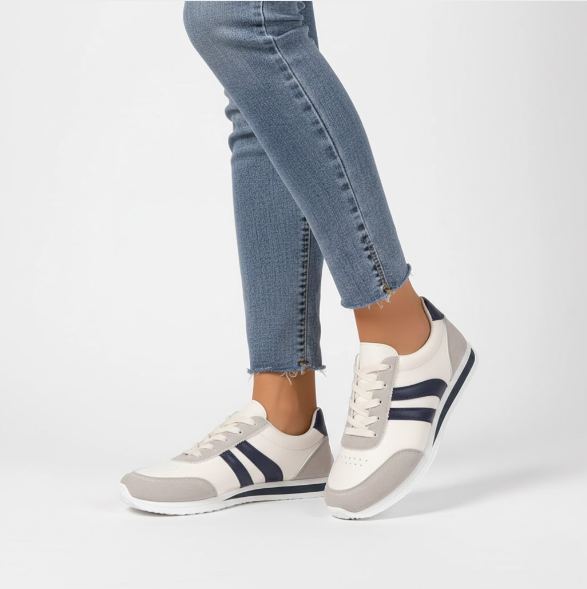 Lisa | Hvide sneakers med kontraststriber