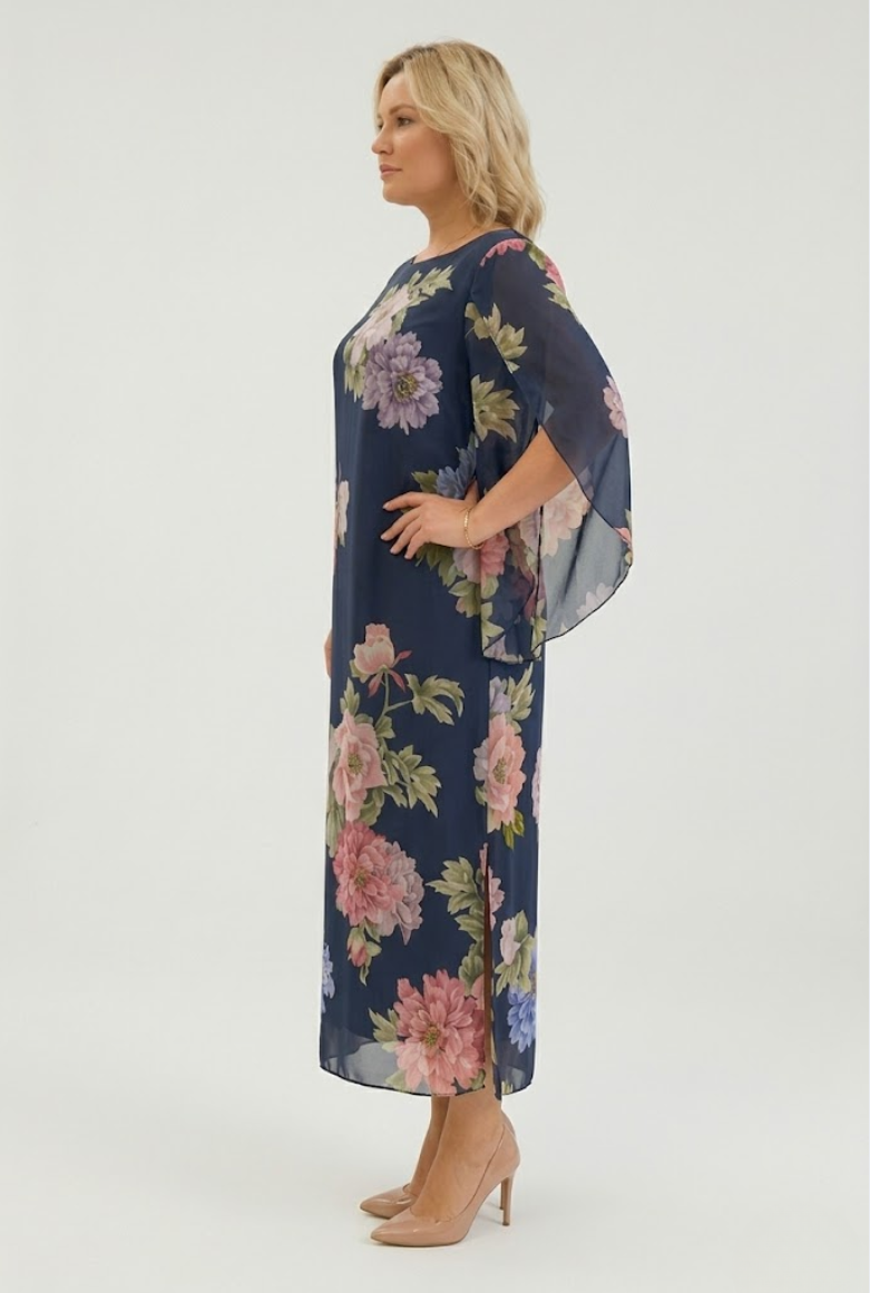 Flavia | Lang blomstret kjole