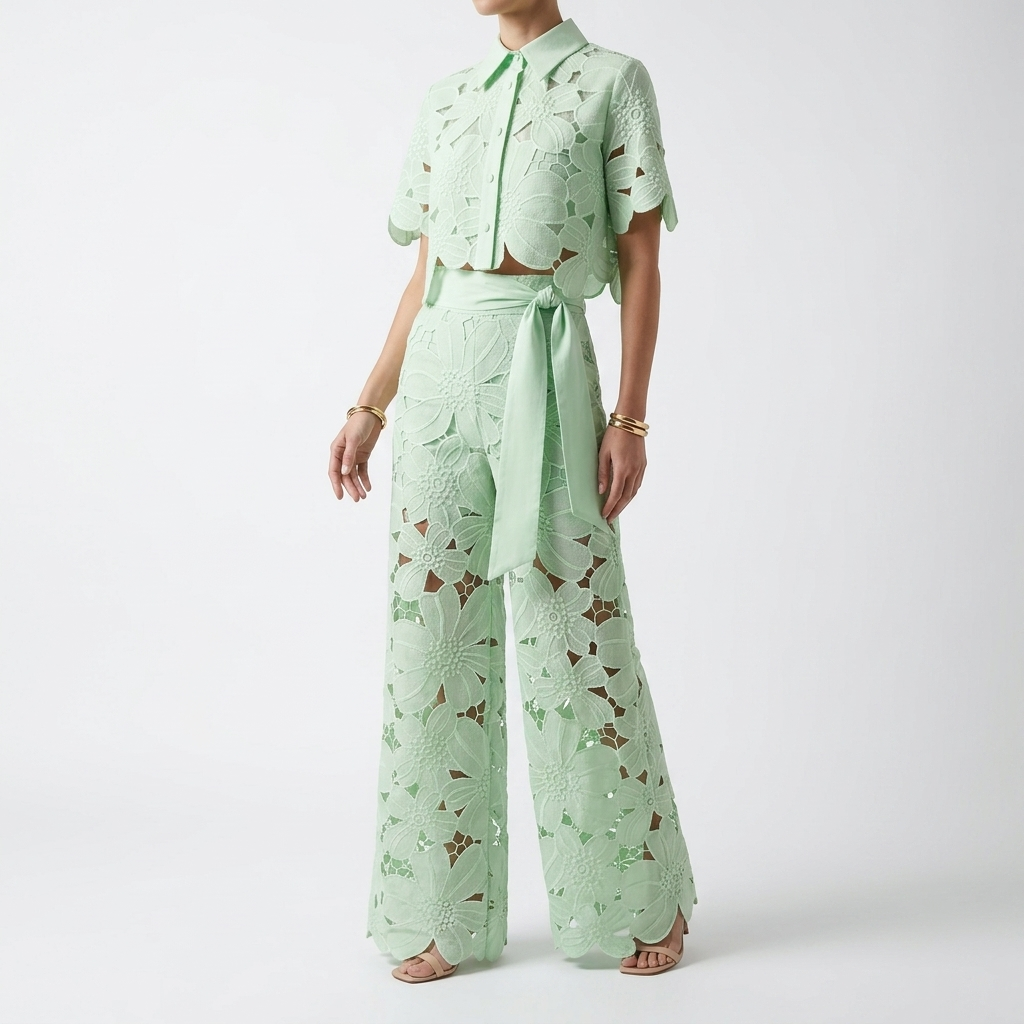 Pia | Broderet sommersæt