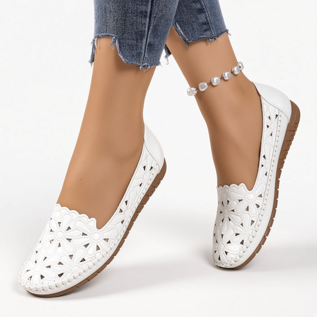 Chantal | Hvide loafers med udskæringer