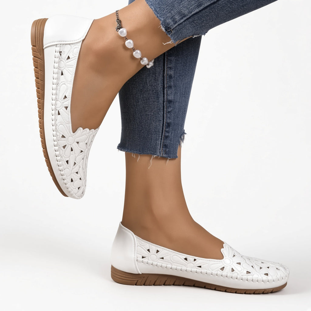 Chantal | Hvide loafers med udskæringer
