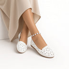 Chantal | Hvide loafers med udskæringer
