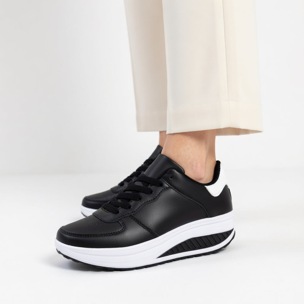 Aude | Sneakers med kilehæl i læder