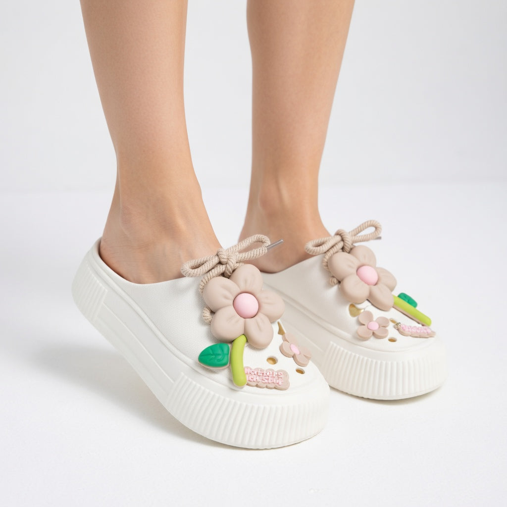 Ana | Blomstrede platforms-træsko