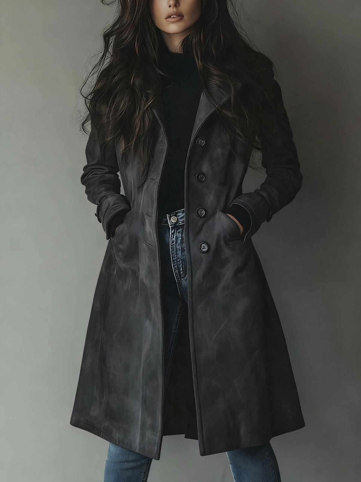 Teresa | Trenchcoat med ruskindslook