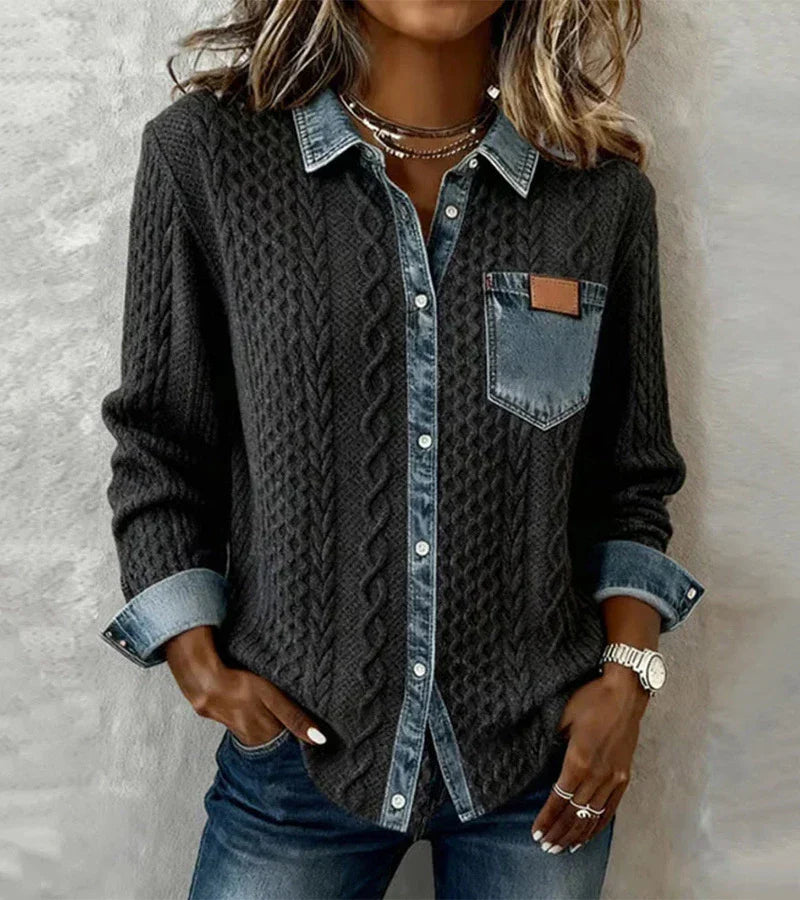 Ariane | Kabelstrikket top med knapper