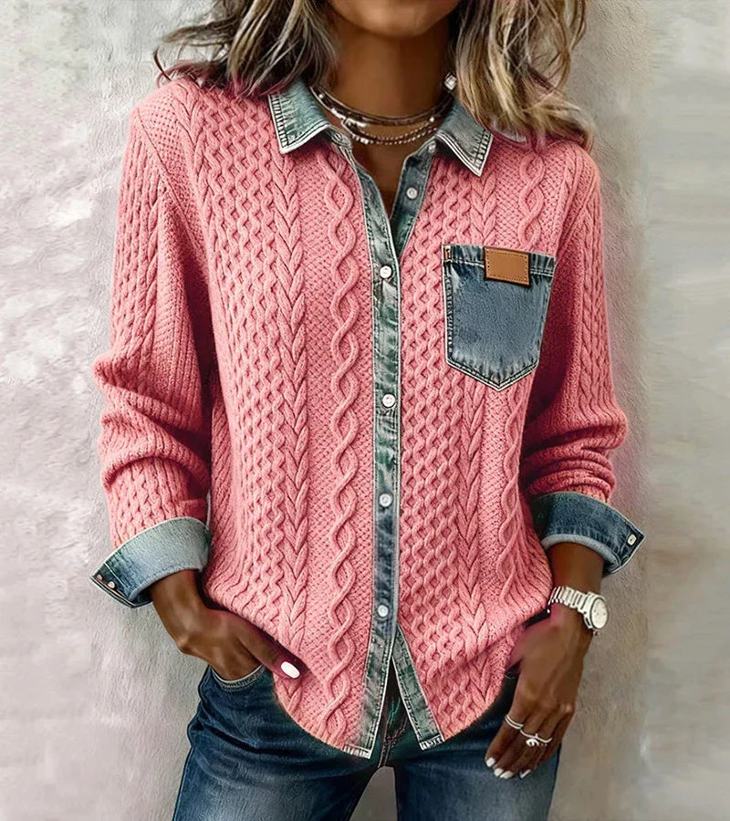 Ariane | Kabelstrikket top med knapper