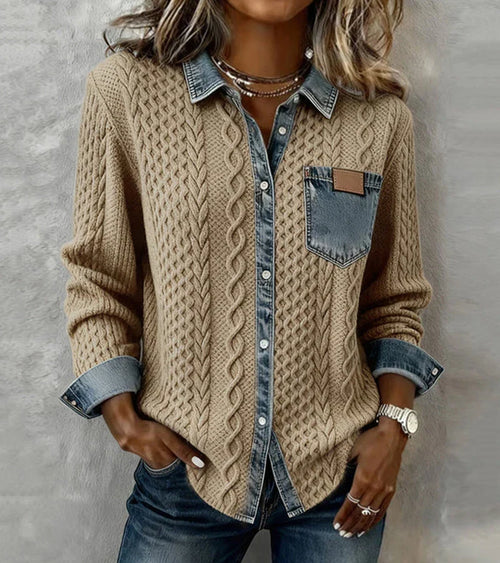 Ariane | Kabelstrikket top med knapper