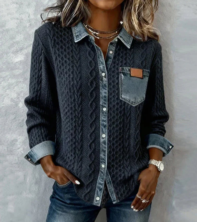 Ariane | Kabelstrikket top med knapper