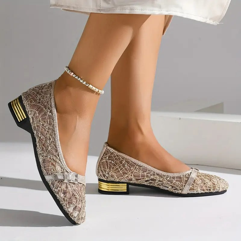 Dorothée | Metallic-sko med ankelrem