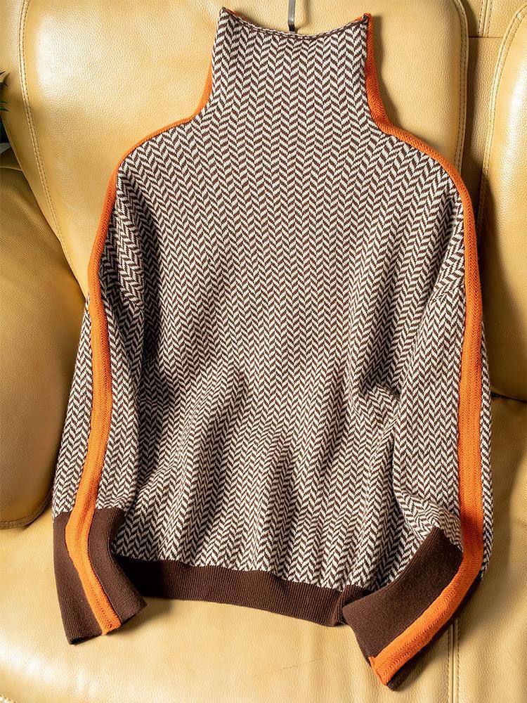 Clara | Stribet sweater med høj hals