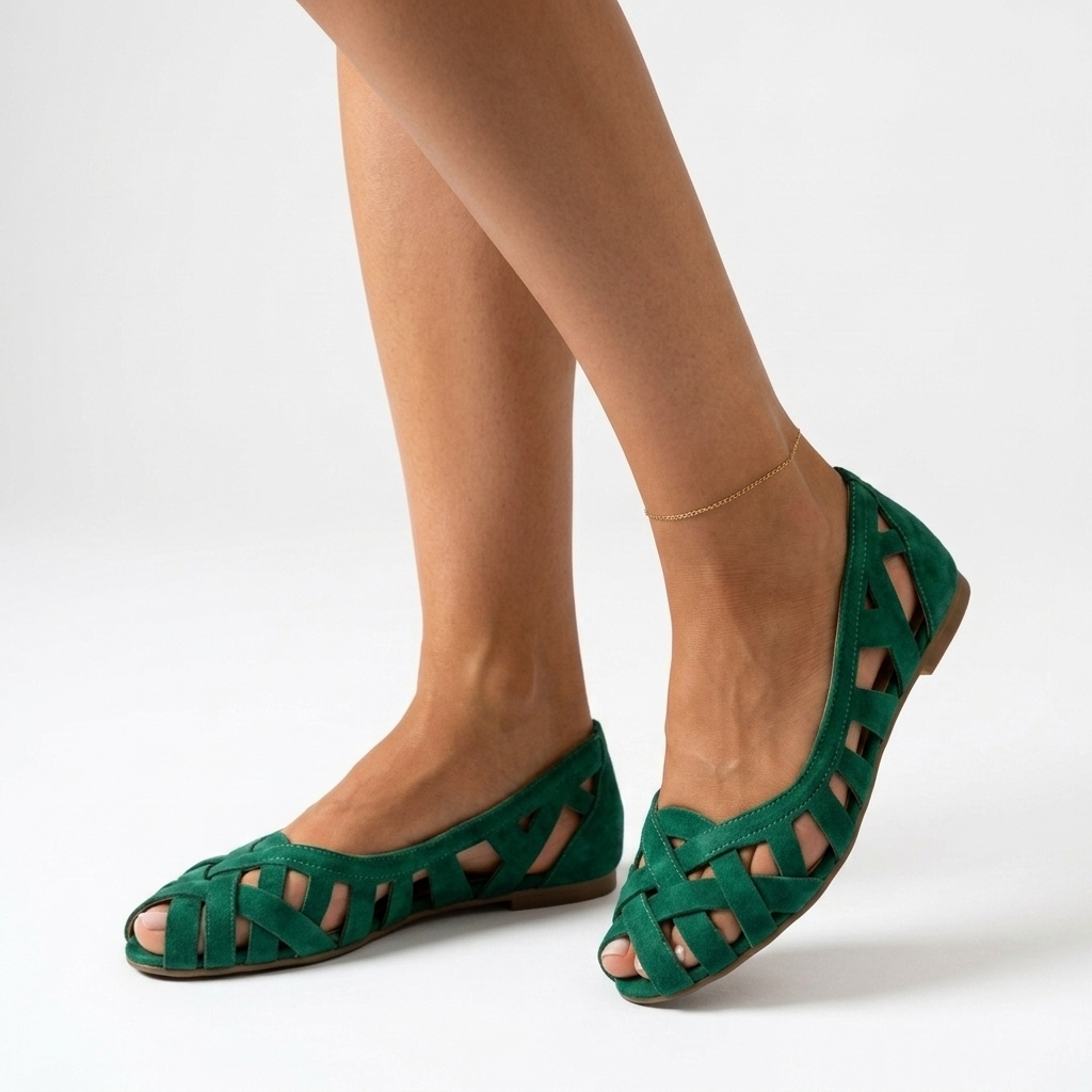 Delia | Flade, flettede sandaler med gitterremme