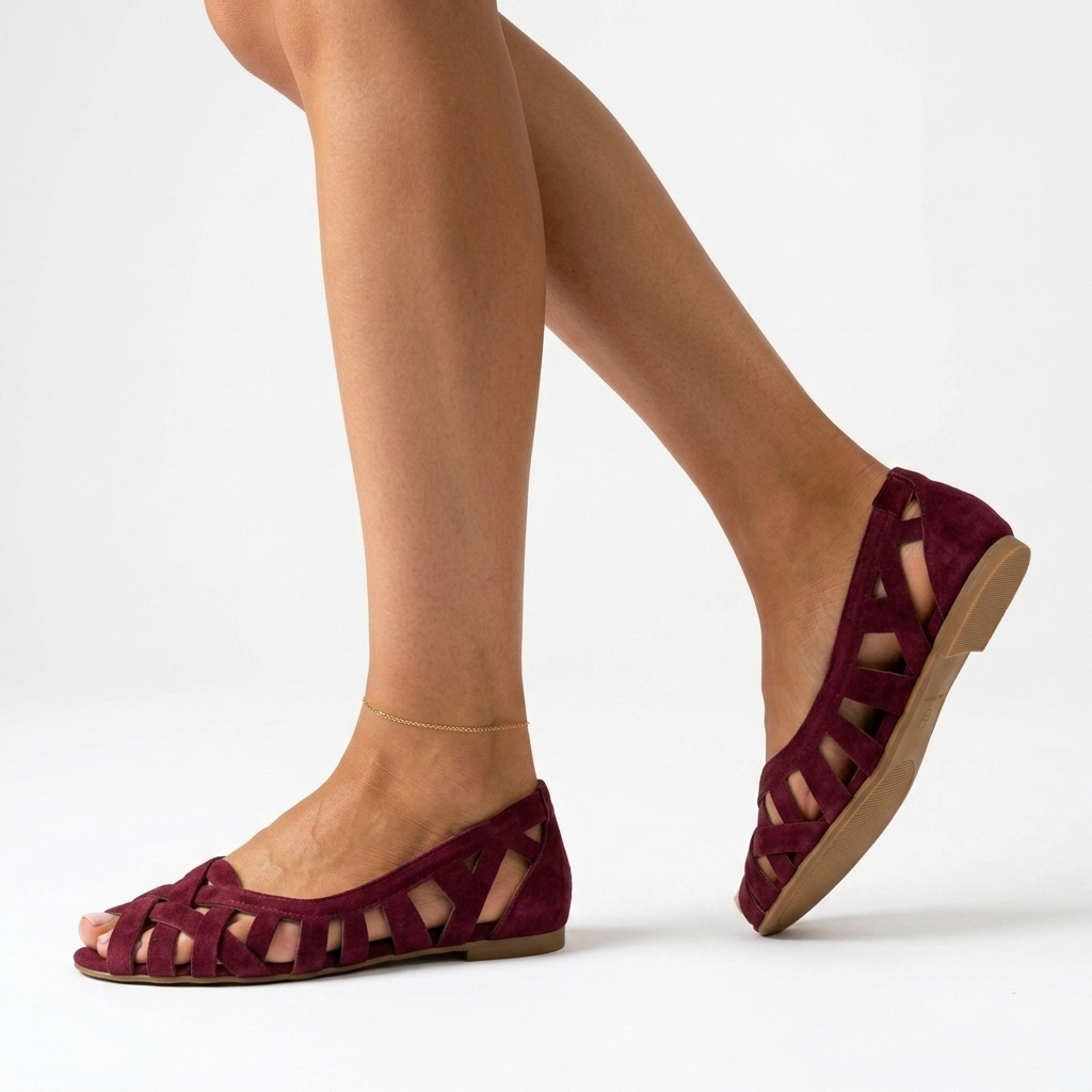 Delia | Flade, flettede sandaler med gitterremme