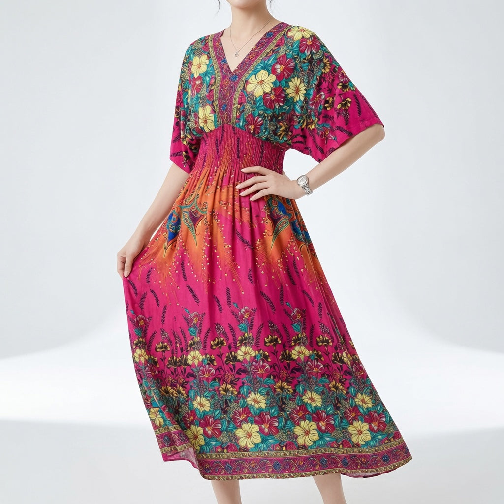 Wilhelmine | Lang kjole med print