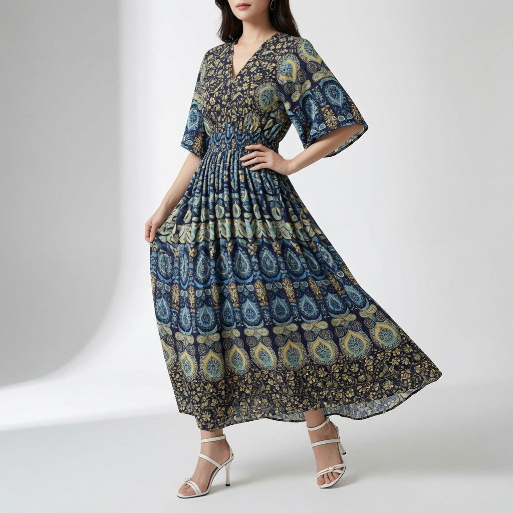 Wilhelmine | Lang kjole med print