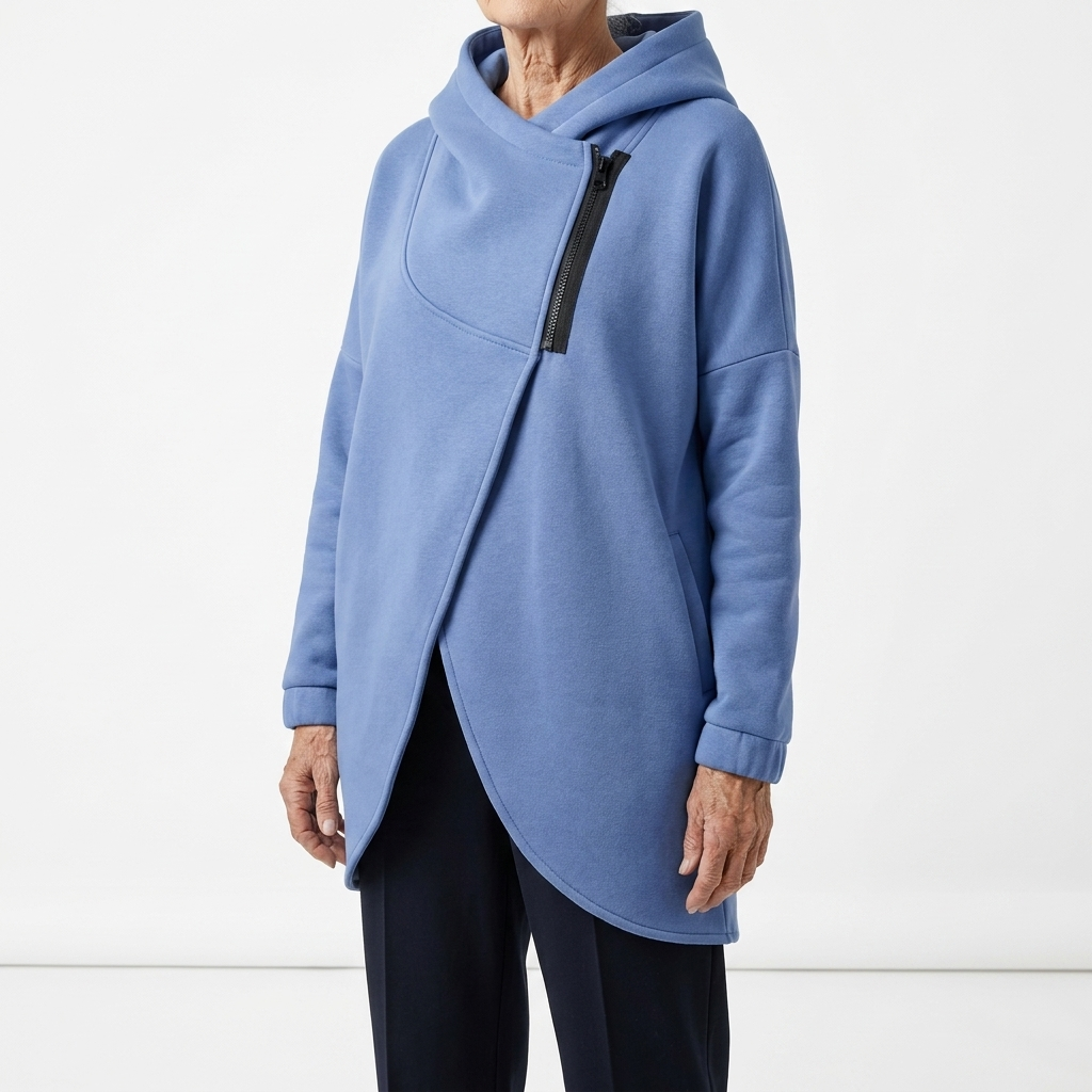 Doriane | Oversized hættetrøje med asymmetrisk lynlås