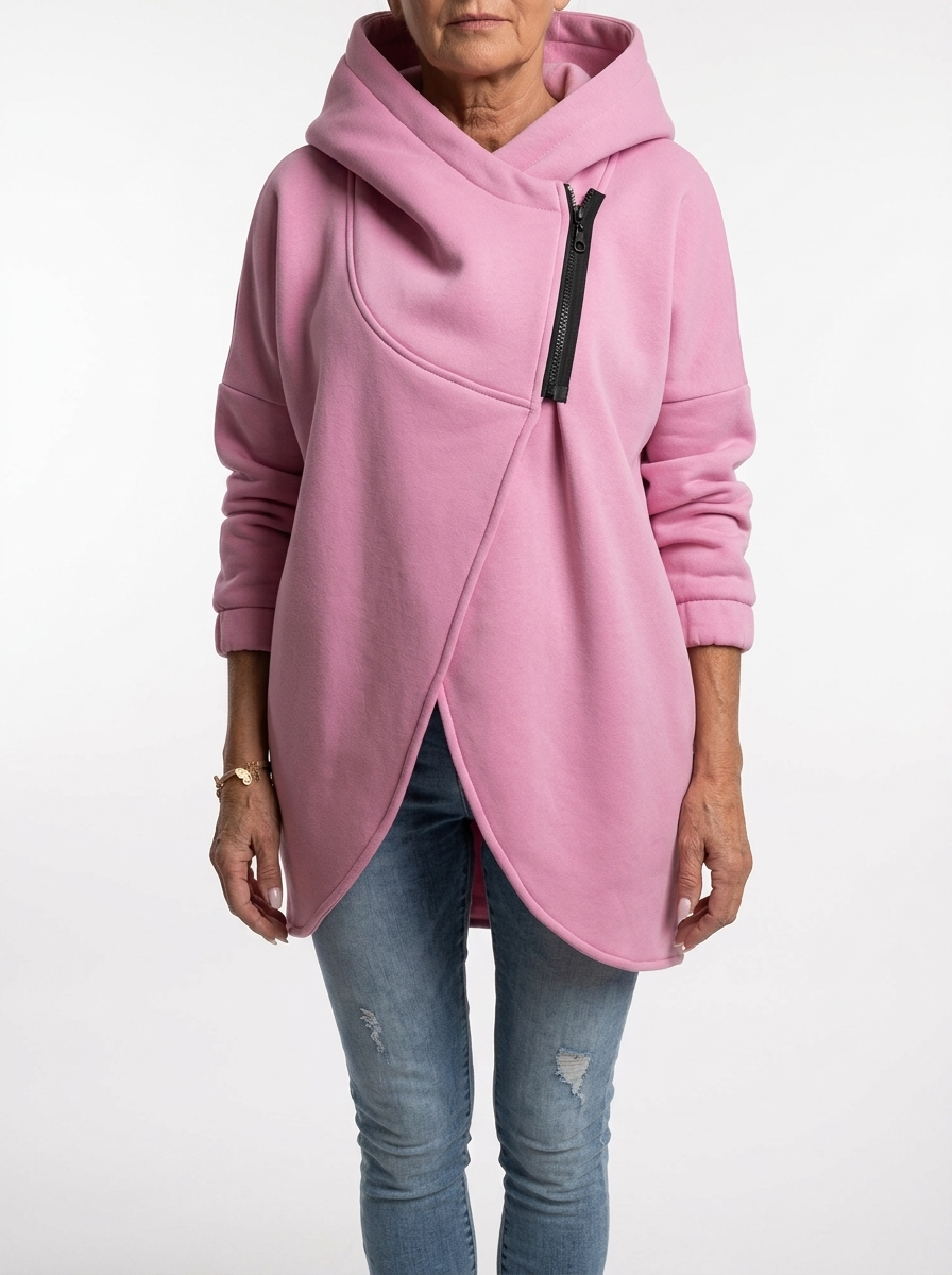 Doriane | Oversized hættetrøje med asymmetrisk lynlås