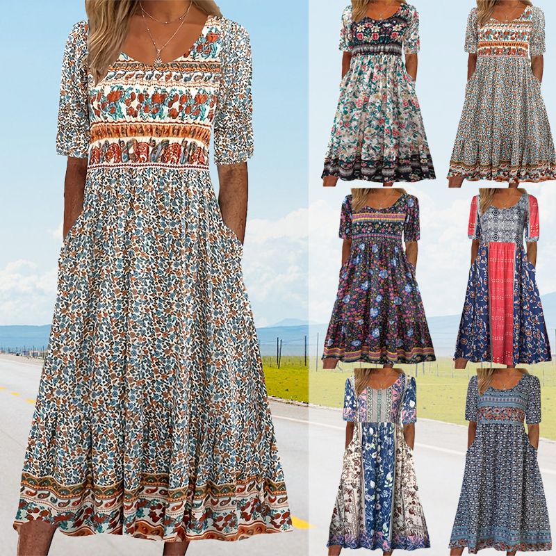 Jacinta | Bohemekjole med print