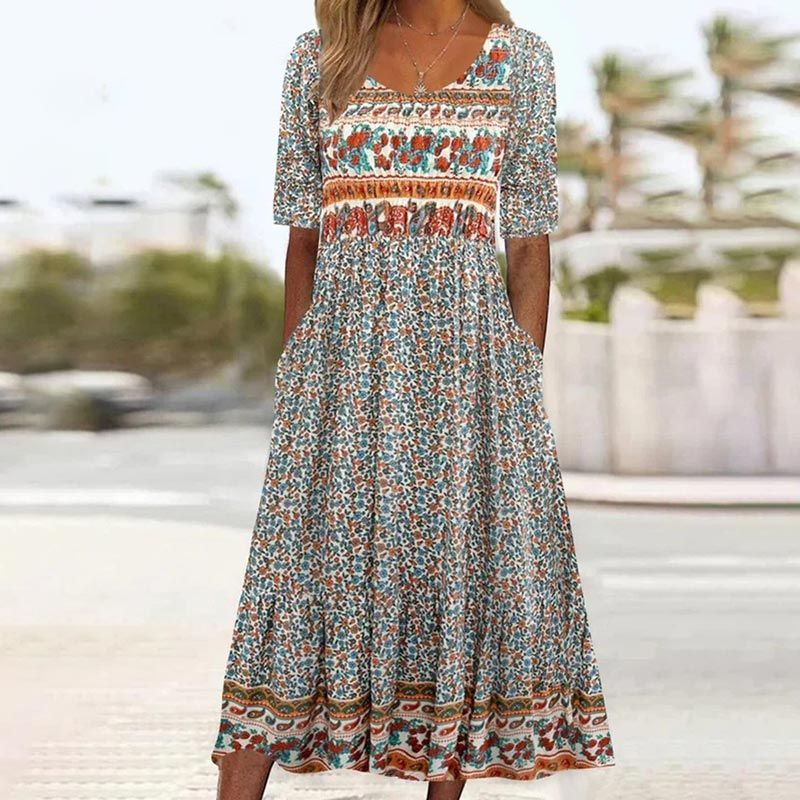 Jacinta | Bohemekjole med print