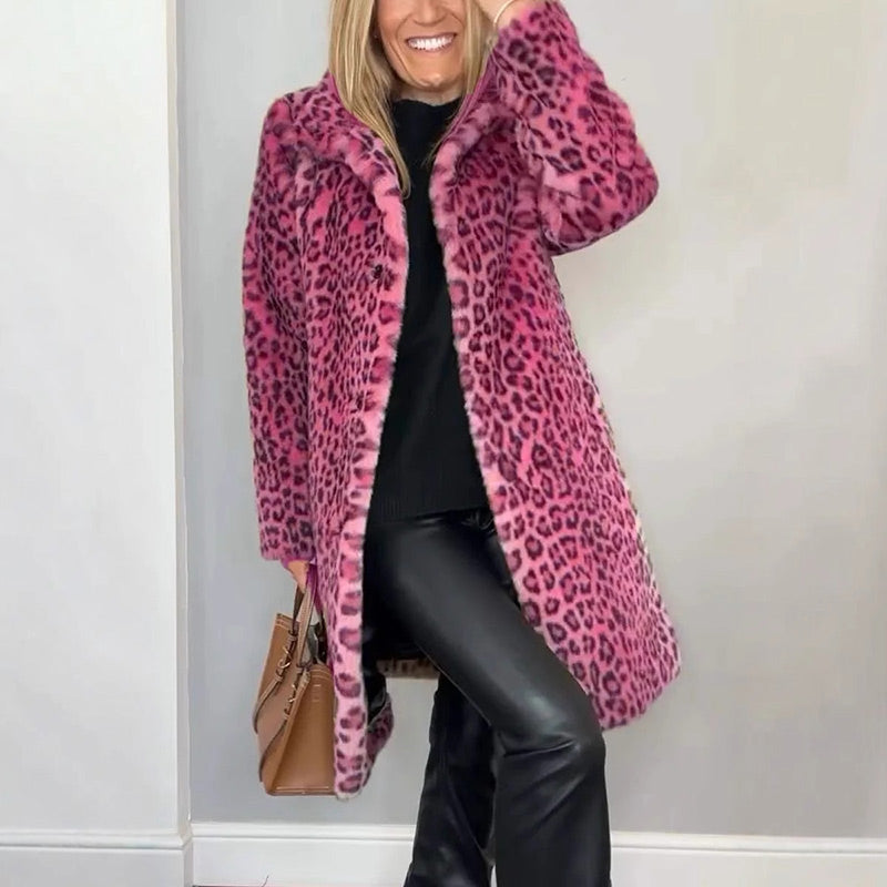 Séverine | Mellemlang jakke med leopardprint