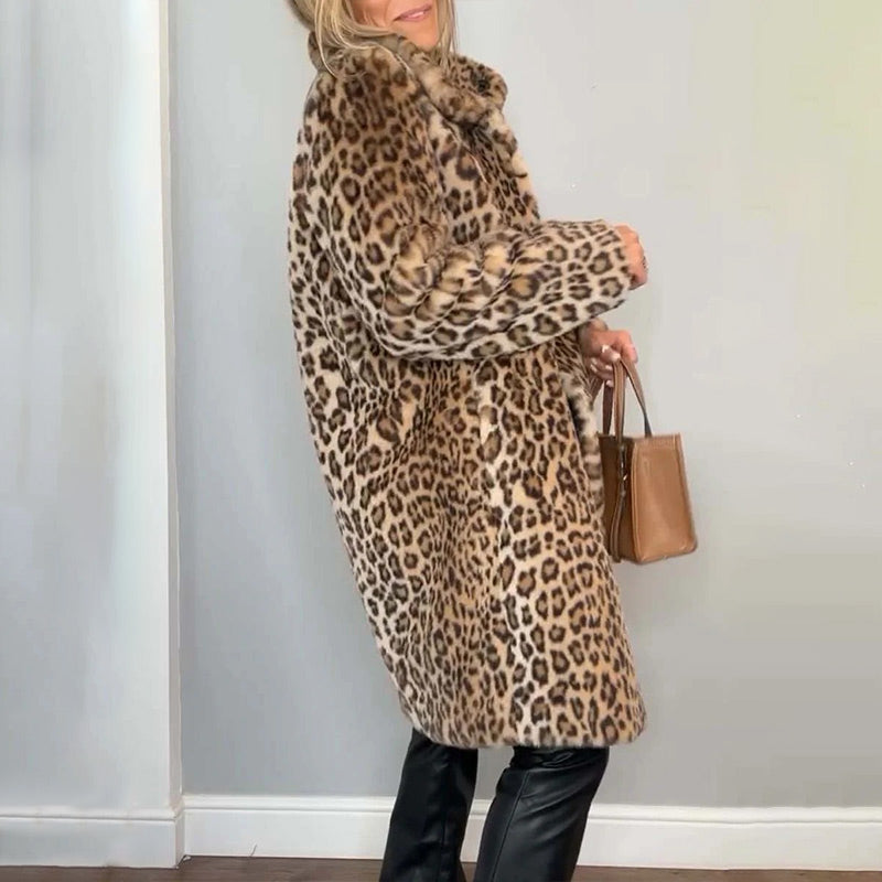 Séverine | Mellemlang jakke med leopardprint