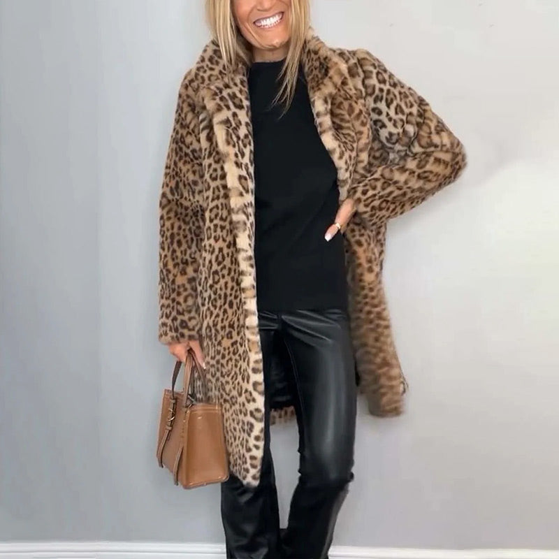 Séverine | Mellemlang jakke med leopardprint