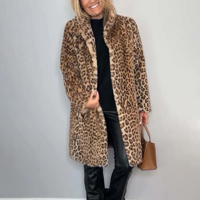Séverine | Mellemlang jakke med leopardprint