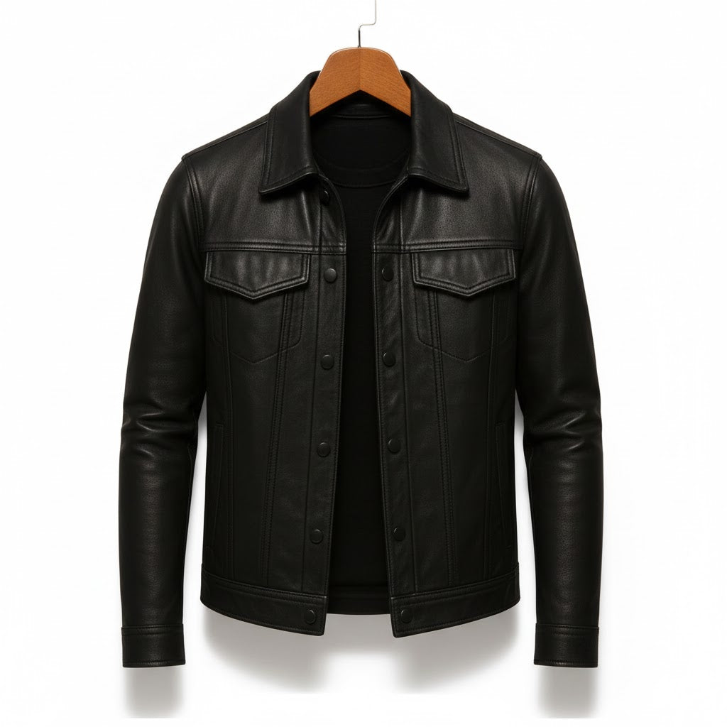 Hugo | Bikerjakke med læderlook